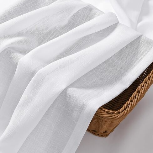 Olive Green Linen Semi Sheer Curtains 84 Inch Length for Living Bedroom 2 Panels Rod Pocket Light Filetring Privacy Linen Blend Cotton Textured Rustic Farmhouse Decor Drapes for Dining Room, W52xL84 in Kuwait