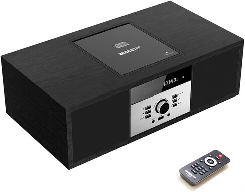 Nostalgic Bluetooth Stereo System for Home, WISCENT Vintage Micro HiFi Systems CD Player,with Bluetooth Audio Streaming,FM Radio,USB Port,Aux-in,Earphone Port (Brown CD Player) in Saudi Arabia