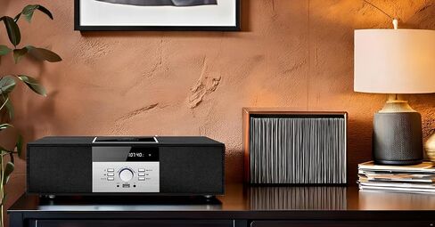 Nostalgic Bluetooth Stereo System for Home, WISCENT Vintage Micro HiFi Systems CD Player,with Bluetooth Audio Streaming,FM Radio,USB Port,Aux-in,Earphone Port (Brown CD Player) in Saudi Arabia