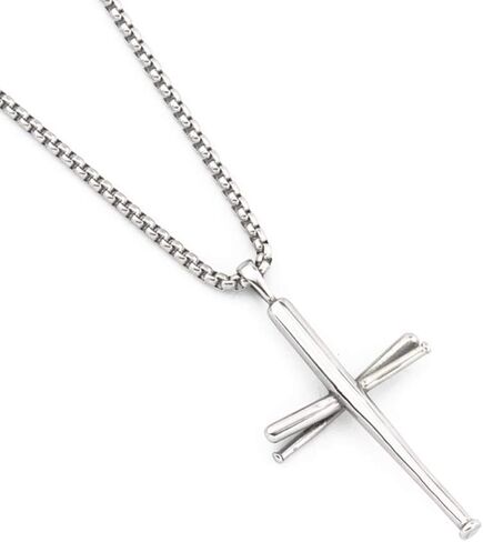 AB Max Baseball Cross Necklace for Boys - Stainless Steel Cross Necklace for Men Women Girls Baseball Chain in Saudi Arabia