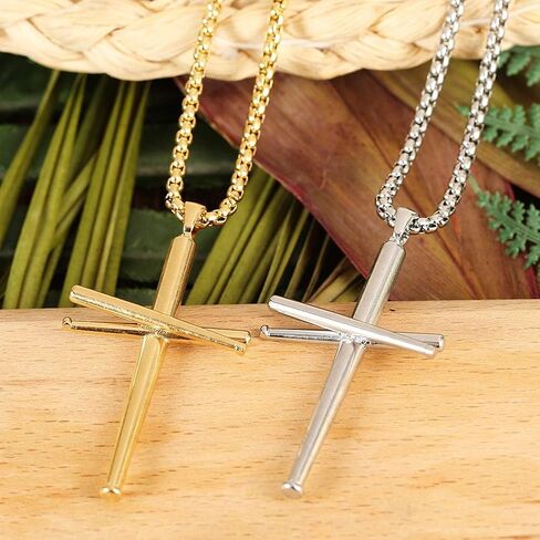 AB Max Baseball Cross Necklace for Boys - Stainless Steel Cross Necklace for Men Women Girls Baseball Chain in Saudi Arabia