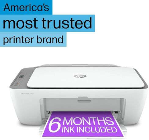 طابعة HP DeskJet 2855e اللاسلكية الكل في واحد ملونة نافثة للحبر، ماسح ضوئي، ناسخة، الأفضل للمنزل، 3 أشهر من الحبر (588S5A) in Saudi Arabia
