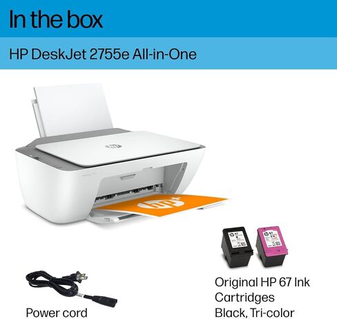 طابعة HP DeskJet 2855e اللاسلكية الكل في واحد ملونة نافثة للحبر، ماسح ضوئي، ناسخة، الأفضل للمنزل، 3 أشهر من الحبر (588S5A) in Saudi Arabia