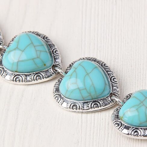 Caiyao Vintage Enthic Turquoise Heart Bracelet Retro Peach Love Natural Kallaite Stone Bangle for Women Girl Jewelry Accessories in Saudi Arabia