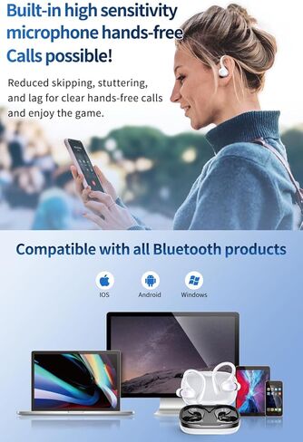 سماعات أذن لاسلكية GJB، تشغيل 60 ساعة بلوتوث 5.3، سماعات رأس لاسلكية بخاصية إلغاء الضوضاء مع شاشة LED للبطارية، مكالمات واضحة للميكروفون، سماعات أذن بلوتوث مقاومة للماء IPX7 لممارسة التمارين الرياضية in Kuwait