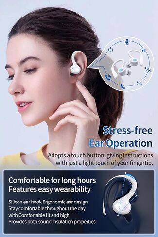 سماعات أذن لاسلكية GJB، تشغيل 60 ساعة بلوتوث 5.3، سماعات رأس لاسلكية بخاصية إلغاء الضوضاء مع شاشة LED للبطارية، مكالمات واضحة للميكروفون، سماعات أذن بلوتوث مقاومة للماء IPX7 لممارسة التمارين الرياضية in Kuwait