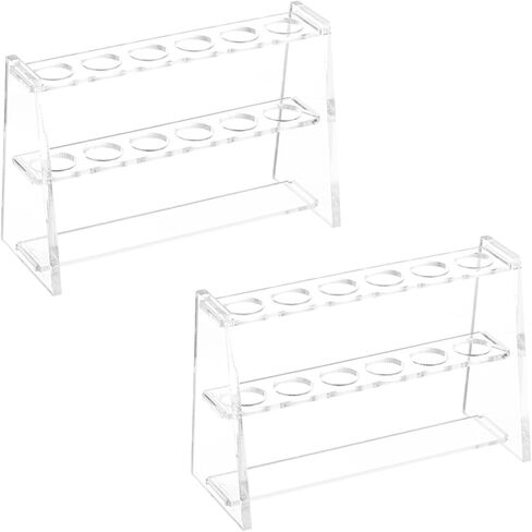 PATIKIL 12 Holes Test Tube Rack, 2Pcs 16mm Round Hole Acrylic Test Tube Holder Stand Suitable for Less Than 10ml Test Tube for Laboratory Scientific Experiments, Clear in Saudi Arabia
