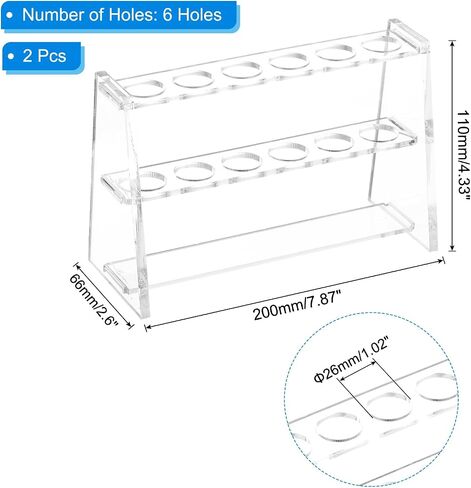 PATIKIL 12 Holes Test Tube Rack, 2Pcs 16mm Round Hole Acrylic Test Tube Holder Stand Suitable for Less Than 10ml Test Tube for Laboratory Scientific Experiments, Clear in Saudi Arabia