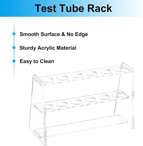 PATIKIL 12 Holes Test Tube Rack, 2Pcs 16mm Round Hole Acrylic Test Tube Holder Stand Suitable for Less Than 10ml Test Tube for Laboratory Scientific Experiments, Clear in Saudi Arabia