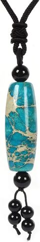 Justinstones Natural Tibetan Agate Evil Eye Cylinder Tube dzi Drum beads Pendant Hand Weaving Cord necklace 26 Inch in Kuwait