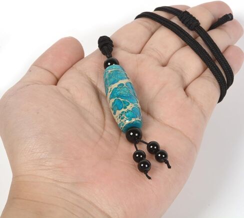 Justinstones Natural Tibetan Agate Evil Eye Cylinder Tube dzi Drum beads Pendant Hand Weaving Cord necklace 26 Inch in Kuwait