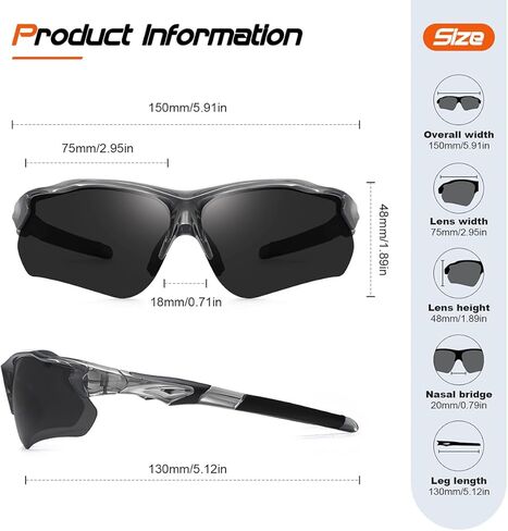 FAGUMA Polarized Sports Sunglasses for Men Women Fishing Cycling Running Golf Motorcycle TR90 Frame UV400 in Kuwait