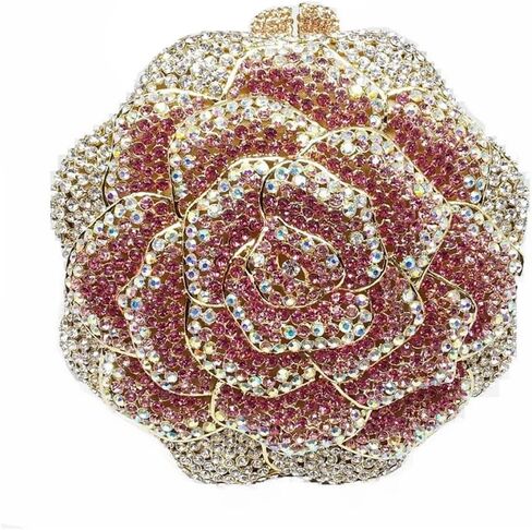 DJBM Vintage Women Floral Rhinestone Crystal Purse Rose Evening Clutch Diamond Evening Bags for Party Wedding Cocktail Prom in Saudi Arabia