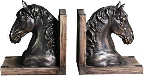 A Pair of Resin Animal Bookends. Brown Horse Head Shape in Saudi Arabia