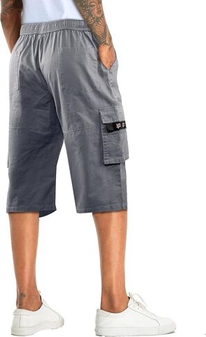 APTRO Men's Long Cargo Shorts 14" Elastic Waistband Casual Cotton Shorts Work Shorts Mid Calf Shorts in Saudi Arabia