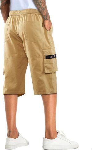 APTRO Men's Long Cargo Shorts 14" Elastic Waistband Casual Cotton Shorts Work Shorts Mid Calf Shorts in Saudi Arabia