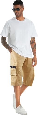APTRO Men's Long Cargo Shorts 14" Elastic Waistband Casual Cotton Shorts Work Shorts Mid Calf Shorts in Saudi Arabia