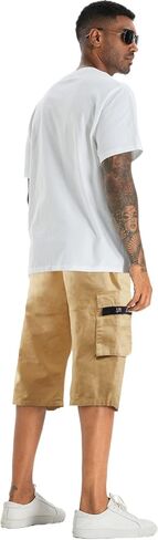 APTRO Men's Long Cargo Shorts 14" Elastic Waistband Casual Cotton Shorts Work Shorts Mid Calf Shorts in Saudi Arabia
