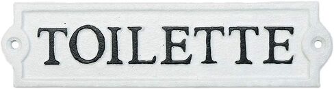 Sungmor Heavy Duty Cast Iron Door Toilet Sign - White Plaque Bathroom Sign Wall Decor - Decorative Restroom Sign for Home, Office, Store or Restaurant - 1PC PACK & 8.3x2.2Inch. in Saudi Arabia