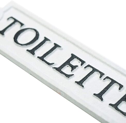 Sungmor Heavy Duty Cast Iron Door Toilet Sign - White Plaque Bathroom Sign Wall Decor - Decorative Restroom Sign for Home, Office, Store or Restaurant - 1PC PACK & 8.3x2.2Inch. in Saudi Arabia