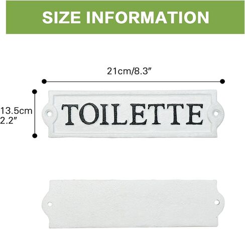 Sungmor Heavy Duty Cast Iron Door Toilet Sign - White Plaque Bathroom Sign Wall Decor - Decorative Restroom Sign for Home, Office, Store or Restaurant - 1PC PACK & 8.3x2.2Inch. in Saudi Arabia