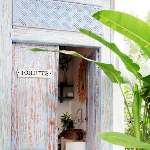 Sungmor Heavy Duty Cast Iron Door Toilet Sign - White Plaque Bathroom Sign Wall Decor - Decorative Restroom Sign for Home, Office, Store or Restaurant - 1PC PACK & 8.3x2.2Inch. in Saudi Arabia