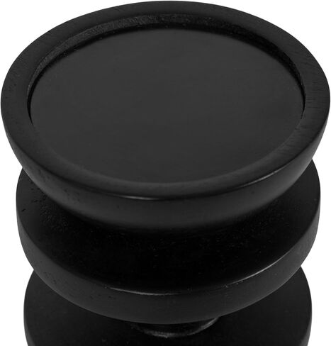 Kate and Laurel Mazari Modern Two-Piece Candle Holder Set, 4 x 4 x 9, Black, Contemporary Totem Wooden Pillar Candle Holders for Living Room Decor Accents in Saudi Arabia
