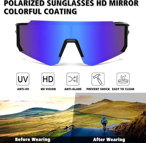 STORYCOAST Polarized Sports Sunglasses for Men Women,Driving Fishing Cycling Mountain Bike Sunglasses UV400 Protection in Saudi Arabia