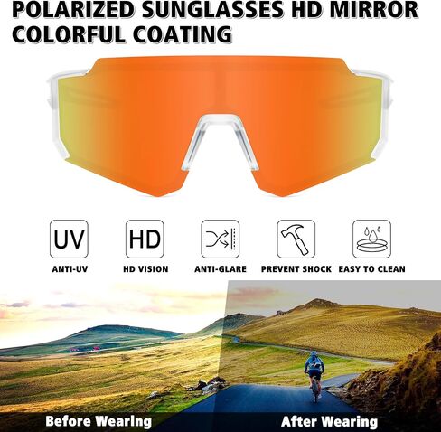 STORYCOAST Polarized Sports Sunglasses for Men Women,Driving Fishing Cycling Mountain Bike Sunglasses UV400 Protection in Kuwait