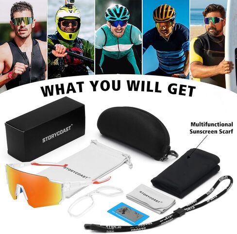 STORYCOAST Polarized Sports Sunglasses for Men Women,Driving Fishing Cycling Mountain Bike Sunglasses UV400 Protection in Kuwait