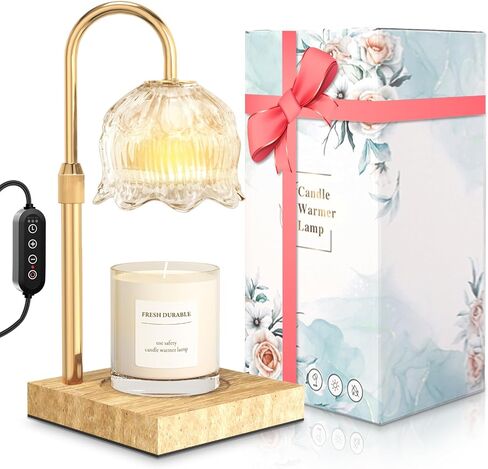 Candle Warmer Lamp with Timer - Electric Candle Lamp Warmer Gifts for Her Adjustable Dimmable Wax Melt Warmer for Scented Wax Light with 2 Bulbs for Jar Candles Decoration in Saudi Arabia