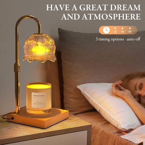 Candle Warmer Lamp with Timer - Electric Candle Lamp Warmer Gifts for Her Adjustable Dimmable Wax Melt Warmer for Scented Wax Light with 2 Bulbs for Jar Candles Decoration in Saudi Arabia