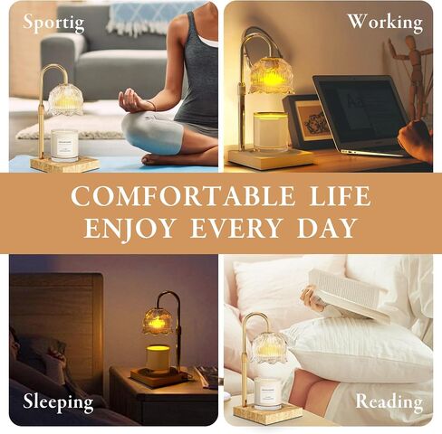 Candle Warmer Lamp with Timer - Electric Candle Lamp Warmer Gifts for Her Adjustable Dimmable Wax Melt Warmer for Scented Wax Light with 2 Bulbs for Jar Candles Decoration in Saudi Arabia