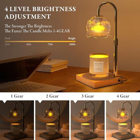 Candle Warmer Lamp with Timer - Electric Candle Lamp Warmer Gifts for Her Adjustable Dimmable Wax Melt Warmer for Scented Wax Light with 2 Bulbs for Jar Candles Decoration in Saudi Arabia