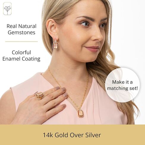 أقراط متدلية كبيرة من الأحجار الكريمة مع لمسات من المينا والياقوت الأبيض | أقراط من الذهب عيار 14 قيراط مضادة للحساسية فوق أقراط من الفضة الاسترليني من MAX + STONE in Kuwait