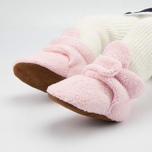 HsdsBebe Unisex Newborn Baby Cotton Booties Non-Slip Sole for Toddler Boys Girls Infant Winter Warm Fleece Cozy Socks Shoes in Kuwait