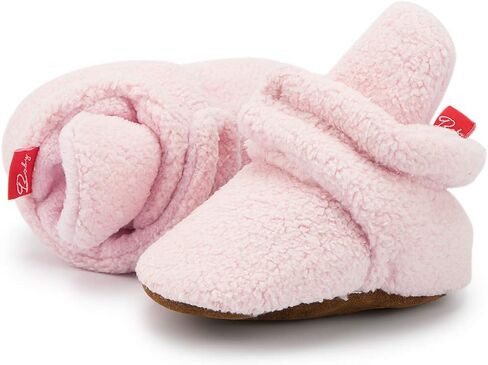 HsdsBebe Unisex Newborn Baby Cotton Booties Non-Slip Sole for Toddler Boys Girls Infant Winter Warm Fleece Cozy Socks Shoes in Kuwait