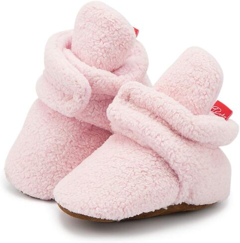 HsdsBebe Unisex Newborn Baby Cotton Booties Non-Slip Sole for Toddler Boys Girls Infant Winter Warm Fleece Cozy Socks Shoes in Kuwait