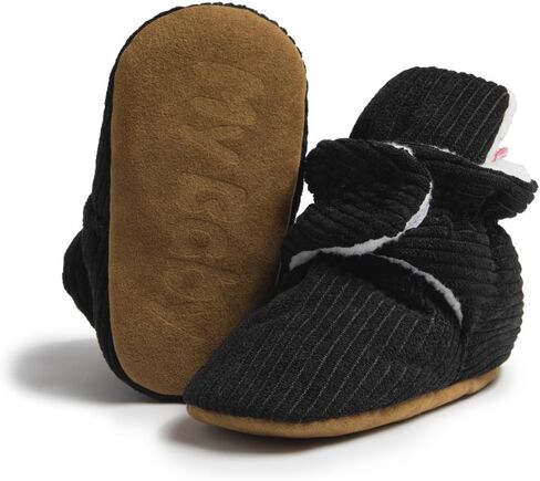 HsdsBebe Unisex Newborn Baby Cotton Booties Non-Slip Sole for Toddler Boys Girls Infant Winter Warm Fleece Cozy Socks Shoes in Kuwait