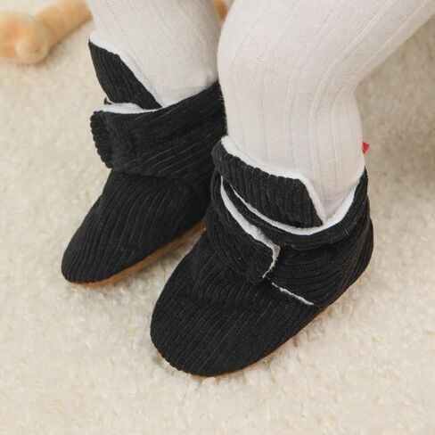 HsdsBebe Unisex Newborn Baby Cotton Booties Non-Slip Sole for Toddler Boys Girls Infant Winter Warm Fleece Cozy Socks Shoes in Kuwait