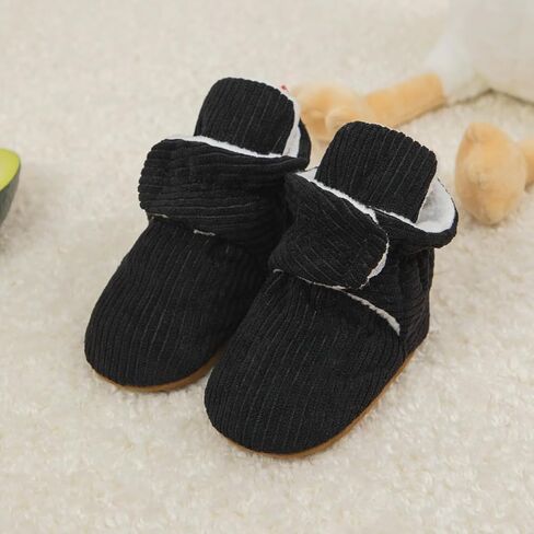 HsdsBebe Unisex Newborn Baby Cotton Booties Non-Slip Sole for Toddler Boys Girls Infant Winter Warm Fleece Cozy Socks Shoes in Kuwait