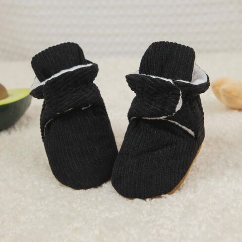 HsdsBebe Unisex Newborn Baby Cotton Booties Non-Slip Sole for Toddler Boys Girls Infant Winter Warm Fleece Cozy Socks Shoes in Kuwait