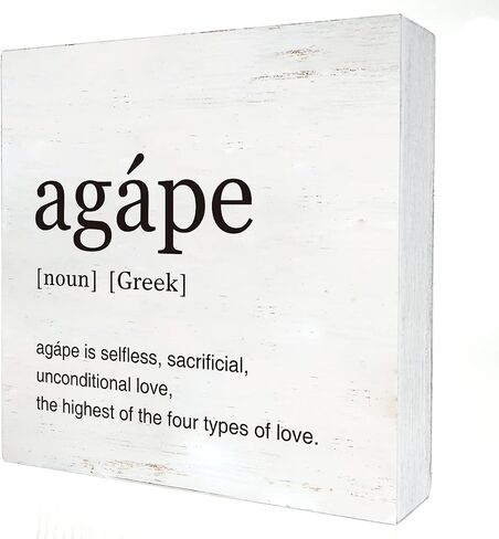 Greek Art Agape Definition Wood Box Sign Home Office Decor Anniversary Wooden Box Sign Block Plaque for Wall Tabletop Desk Decoration in Saudi Arabia