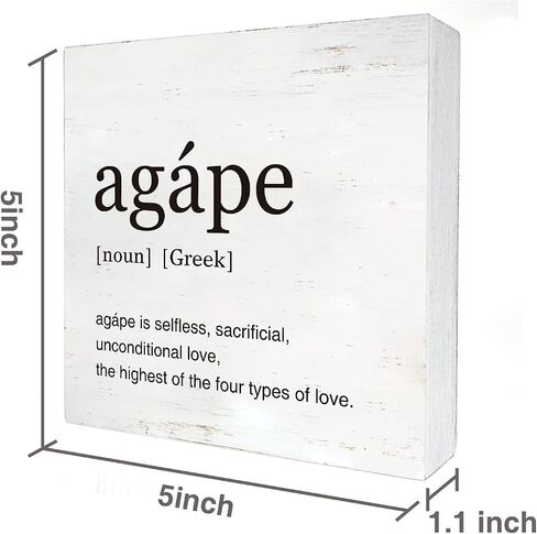 Greek Art Agape Definition Wood Box Sign Home Office Decor Anniversary Wooden Box Sign Block Plaque for Wall Tabletop Desk Decoration in Saudi Arabia