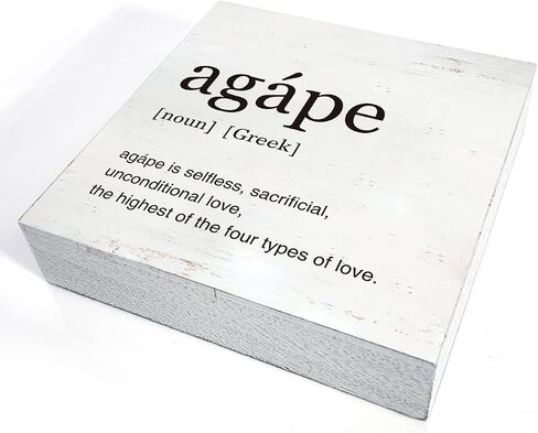 Greek Art Agape Definition Wood Box Sign Home Office Decor Anniversary Wooden Box Sign Block Plaque for Wall Tabletop Desk Decoration in Saudi Arabia