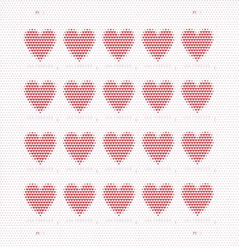 Made of Hearts Sheet of 20 Forever First Class Postage Stamps Wedding Celebration Love Valentines (1 Sheet of 20) in Saudi Arabia
