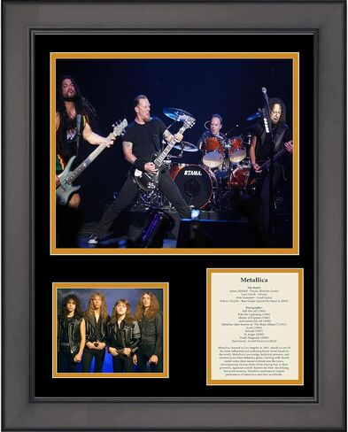 HOFSM.COM Hall of Fame Sports Memorabilia Framed Metallica Band Members & Discography 11"x14" Music Three Photo Collage in Saudi Arabia