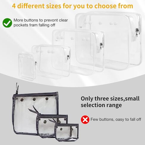 DABASHAN 4 Packs Clear Bogg Beach Tote Bag Accessories-clear Designer Zipper Insert Bag Travel Cellphone Makeup Clean Toiletry Brush Organizer Cosmetic Divider Storage Inner Pouch in Kuwait