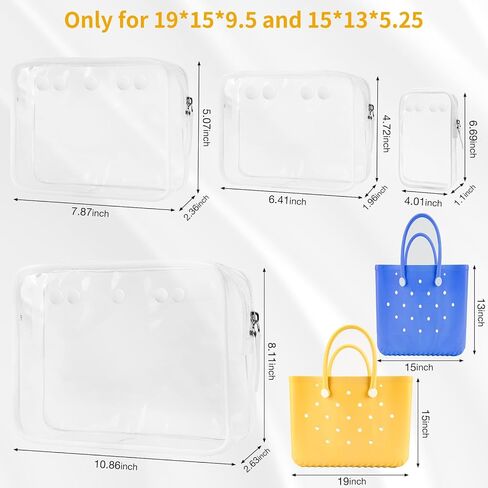 DABASHAN 4 Packs Clear Bogg Beach Tote Bag Accessories-clear Designer Zipper Insert Bag Travel Cellphone Makeup Clean Toiletry Brush Organizer Cosmetic Divider Storage Inner Pouch in Kuwait