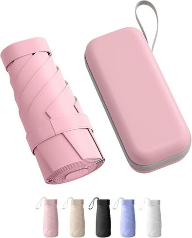 Travel Umbrella - Mini Folding Compact Umbrella with Case, 8 Ribs Lightweight Portable Umbrella, Small Sun & Rain Pocket Umbrella for Girls and Women in Saudi Arabia